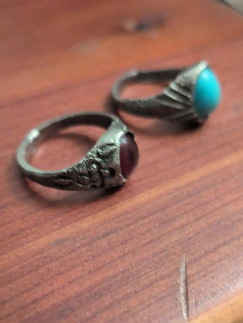 Vintage Estate Women's/Kids Gemstone Sterling SilverSmall RingsTurquoise & Ruby?